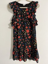 J Crew Floral Flutter Sleeve Midi Dress XXS Women Slip Lining