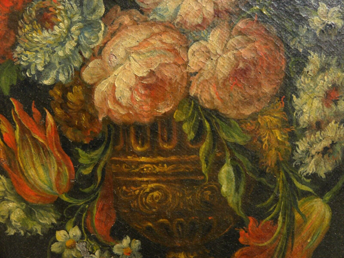Antiguo bodegón de mediados del siglo XIX pintura flores en recipiente estilo antiguo maestro - Imagen 9 de 18