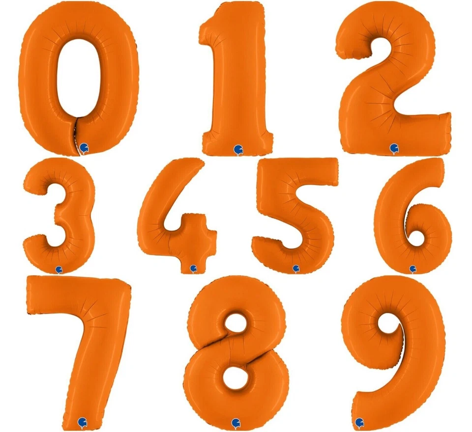 40" MATT ORANGE LARGE NUMBER FOIL BALLOONS HELIUM 0-9 AGE BIRTHDAY PARTY