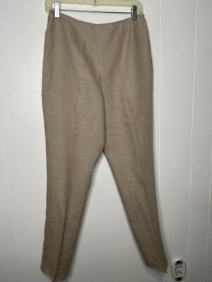 Carlisle 100% Linen Pants Women's Size 12 High Rise Straight Leg Side Zipper