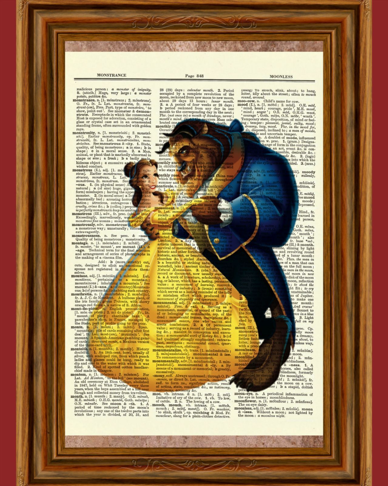 Beauty and the Beast Disney Dictionary Art Print Quote Poster Picture Belle  Gift