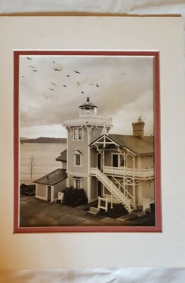 Harbour Lights EAST BROTHER ISLAND, CALIFORNIA matted photograph 