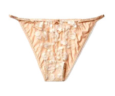 Victorias Secret Body by Victoria Shimmer Bikini Panty Size XL Embroidered Front