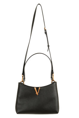 ショルダーバッグ・ポシェット VERSACE Women Shoulder Bags 1017740 1A129751B00V Black Versace Women's 100% Textured Leather V-Logo Tote Handbag