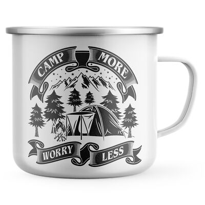 Camp More Worry Less Emaille Tasse Lustig Geburtstag Camping Geschenke für Ihn Männer Meta...