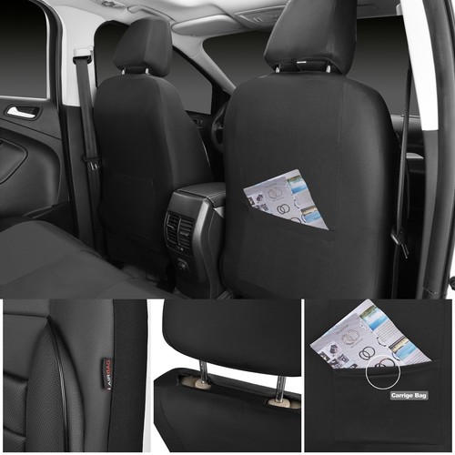 CAR PASS Faux Leather Car Seat Covers Front Seats Only,3D Support,2 Pieces Black - Picture 8 of 9
