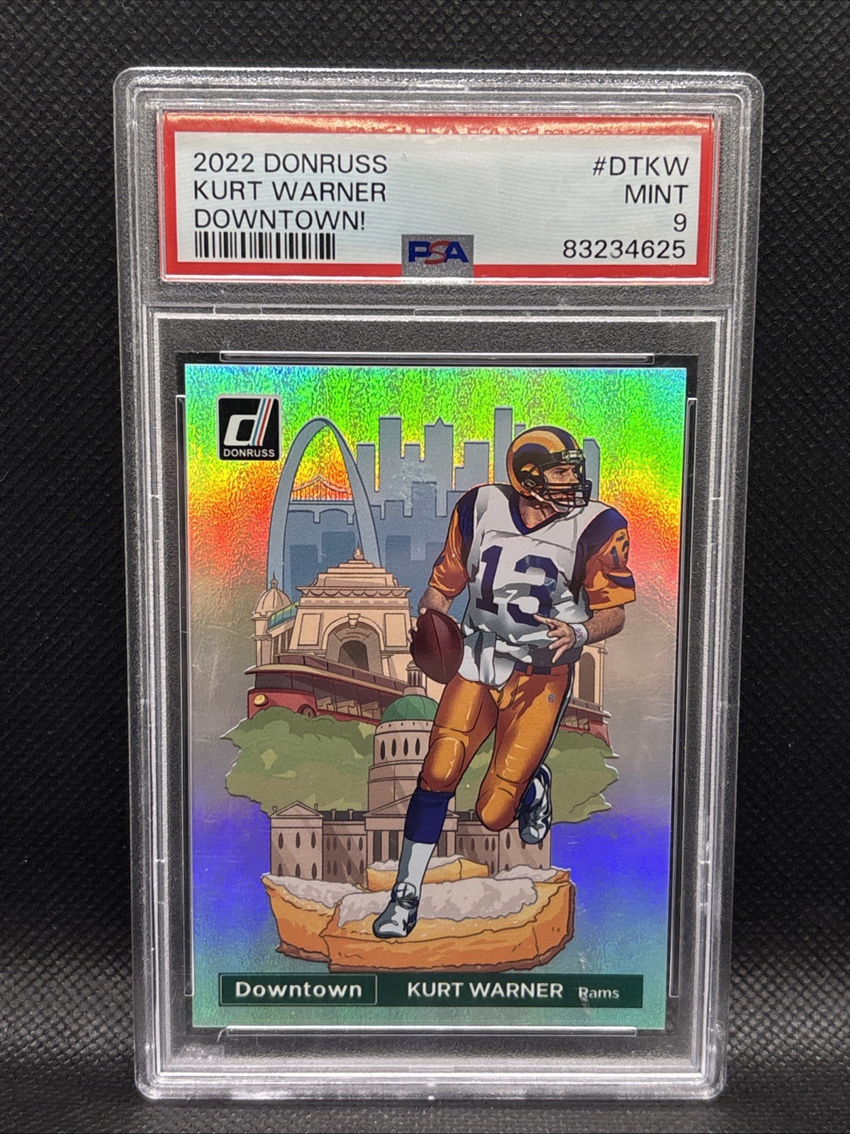 2022 Panini Donruss - Downtown! Kurt Warner #DT-KW PSA 9 Mint SSP Case Hit Rams