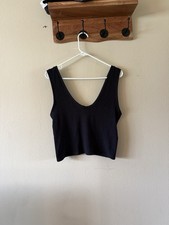 Abercrombie  Fitch Black Ribbed Scoop Neck Cropped Tank Top Size L