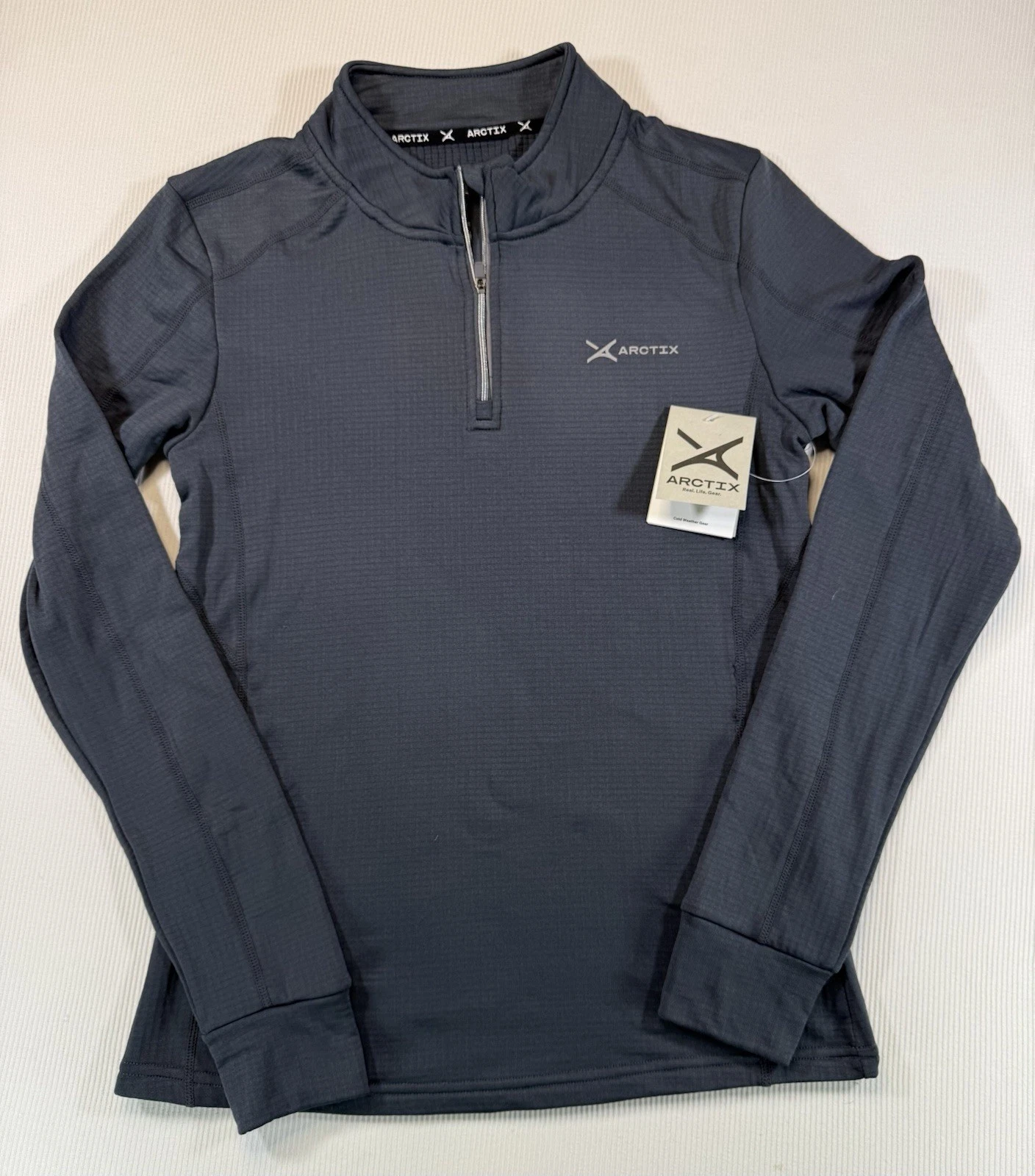 Arctix Womens Base Layer Top M Gray 1/4 Zip Stretch Athletic NWT
