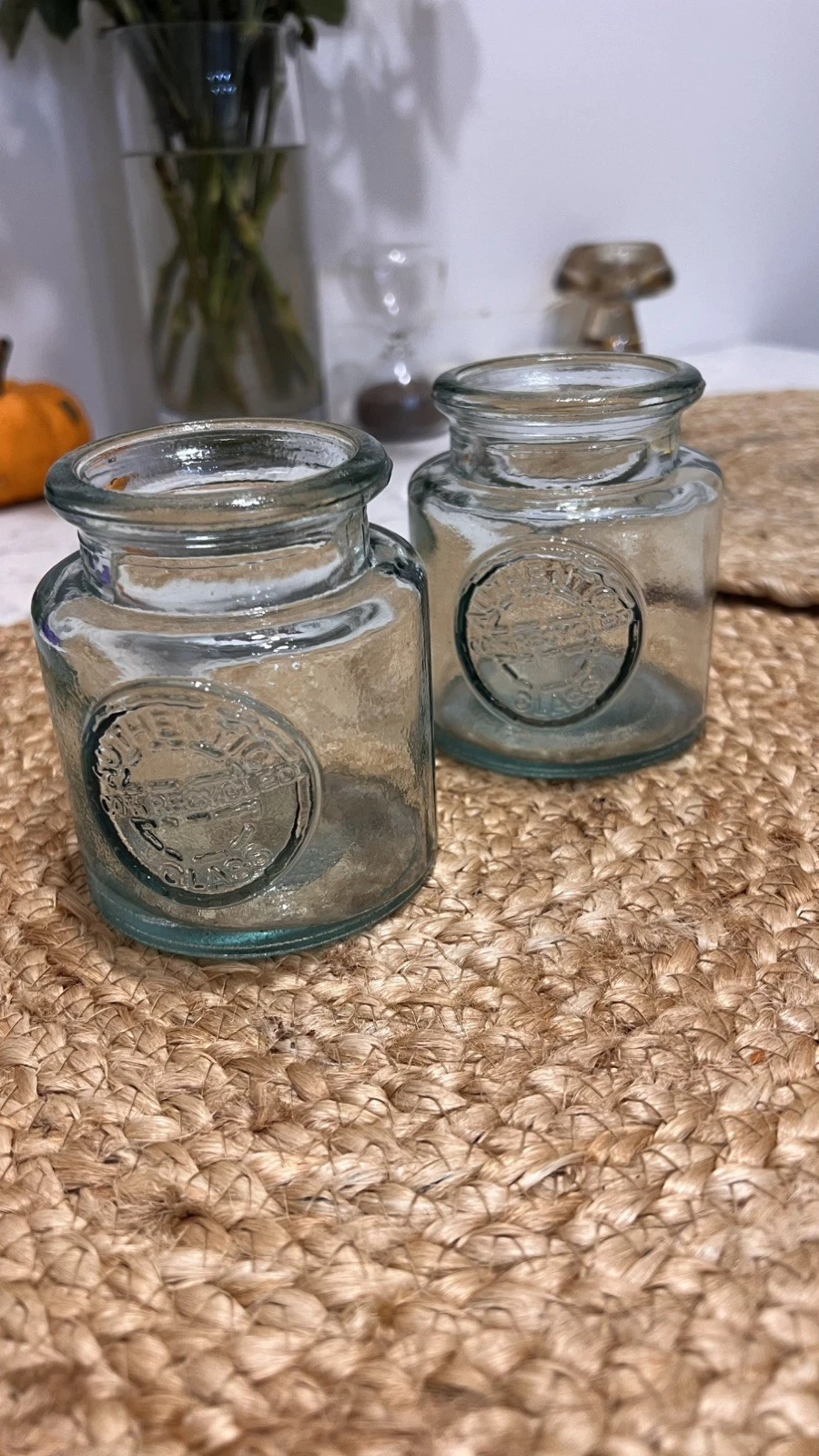 2 x Authentic 100% Recycled Vidrios San Miguel Green Glass Decor Jars (2) NEW
Opens in a new window