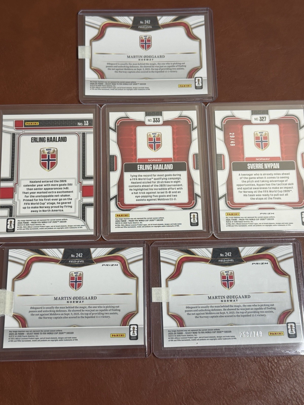 Panini Prizm/Select FIFA World Cup 2026 Norway 6-Card Lot Haaland Ødegaard view 2