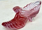 Vintage Fenton cats head glass toe slipper shoe cranberry - Free Shipping