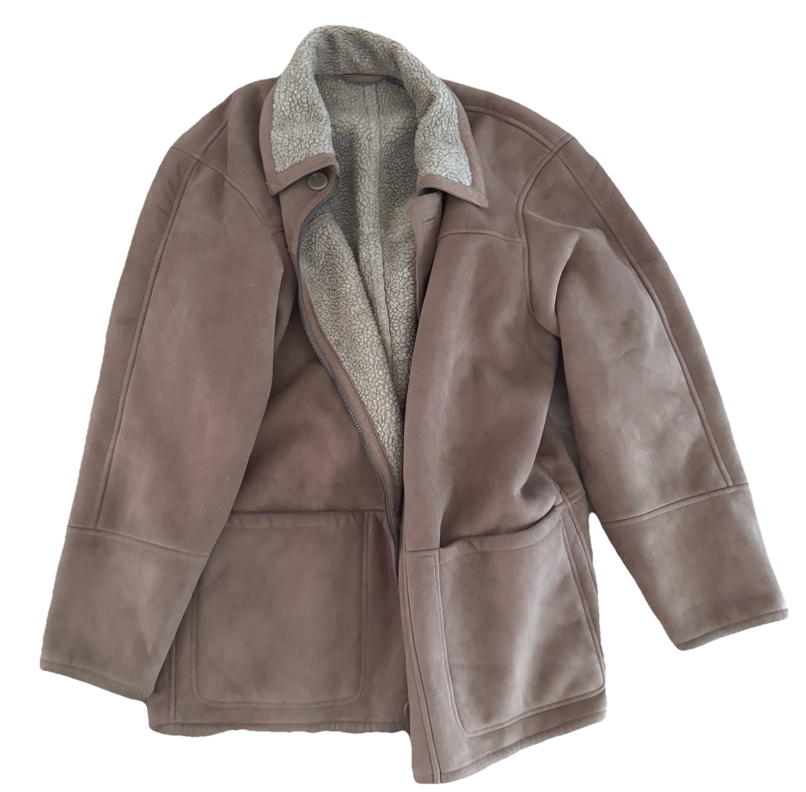 Faux Suede Jacket Medium Shearling Lined Blazer C… - image 1