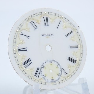 Elgin 18 Size Fancy Two Color Pocket Watch Single Sunk Enamel Dial