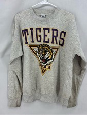 Vintage LSU Tigers Sweatshirt Gray Graphic Crewneck Pullover Made in USA Large