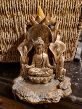 Thai Buddha Backflow Incense Cone Burner Lotus Flower Ornament Zen Home Decor