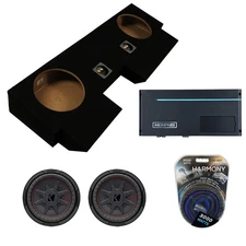 10" 400W RMS 2 Ohm Subwoofer with 1-Channel Sub Amp and Dual Subwoofer Box