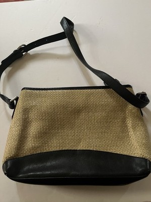 TALBOTS Paper Straw and Leather Woven Purse Excellent