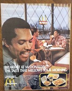 VINTAGE 1970's Print Ad B5C4 Black Beautiful McDonalds Taste Mellows Morning 