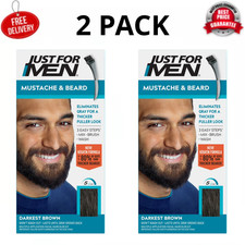 Just For Men Mustache Beard Color M-50 Darkest Brown Gray Hair Dye, 2 Pack