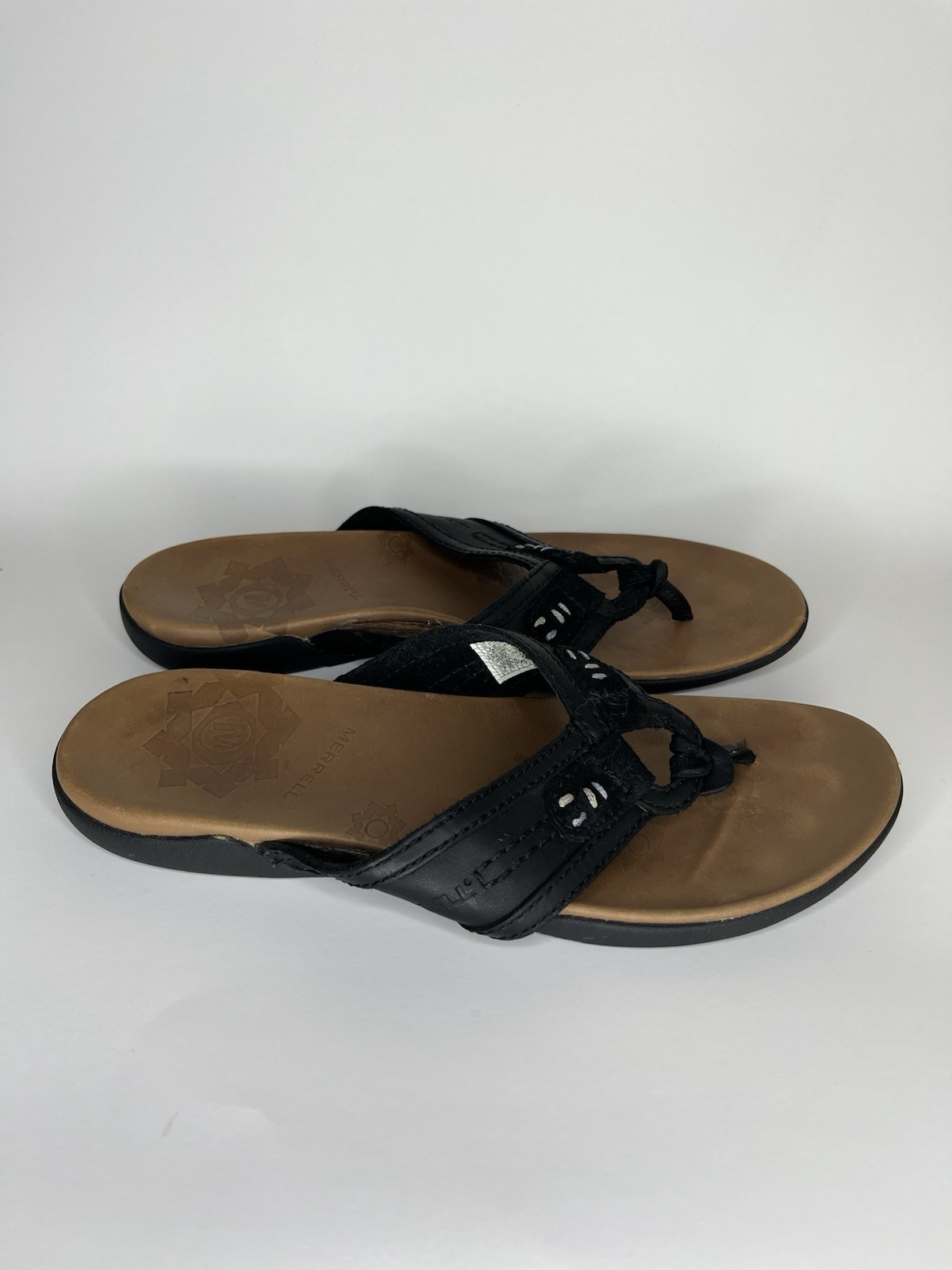 Merrell sandali infradito donna taglia 40 US 9 pelle nera comodi