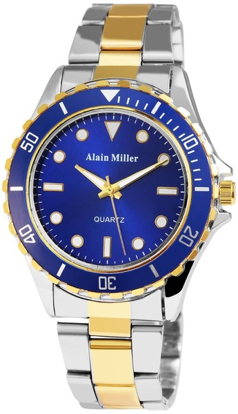 Alain Miller Herren Armband MäNner Uhr Gold Blau Farben Sportliches Design-image