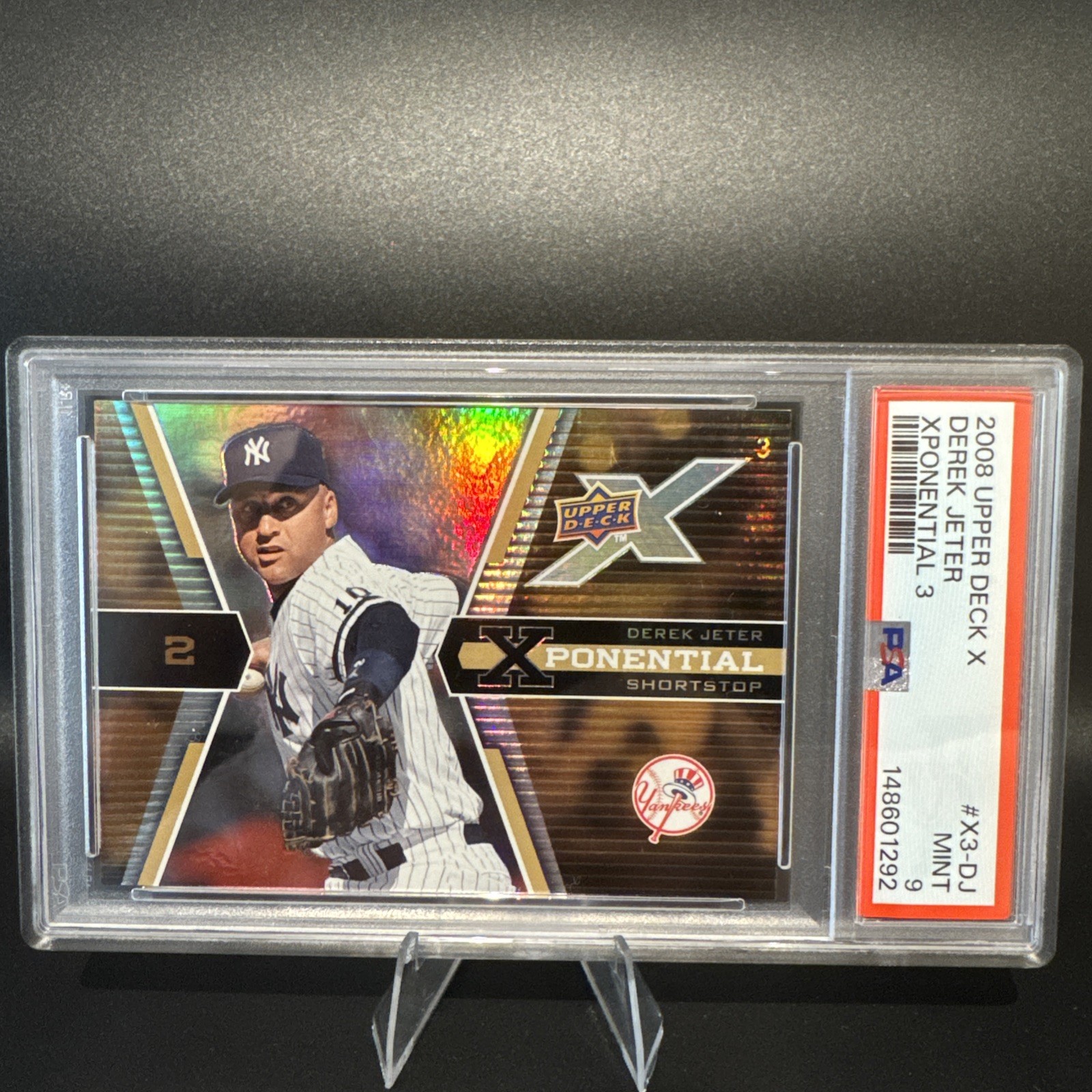 2008 Upper Deck X Derek Jeter #DJ Xponential 3 Sample Yankees HOF PSA 9