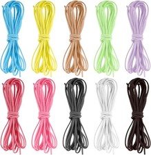 10 Rolls 5.5 Yards Suede Cord 3mm Flat Leather String for Jewelry Making, Thin L