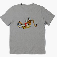 GILDAN Calvin and Hobbes Playing T-Shirt Gray Short Sleeve Tee Shirt Unisex Sz M