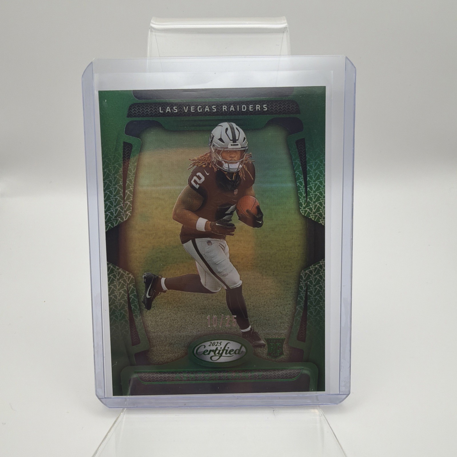 2025 Certified Green Foil SP Ashton Jeanty RC #125 Raiders /25