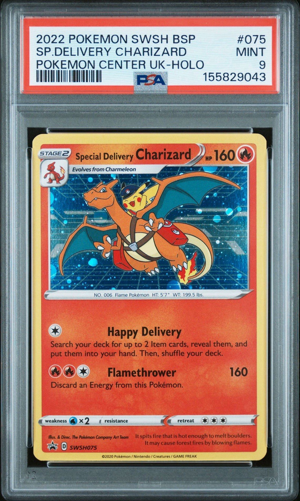 2023 Pokemon SWSH Black Star Promo #075 Special Delivery Charizard Holo PSA 9