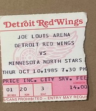 1985 Adam Oates NHL Debut & First Goal Ticket Stub Red Wings, Petr Klima Debut