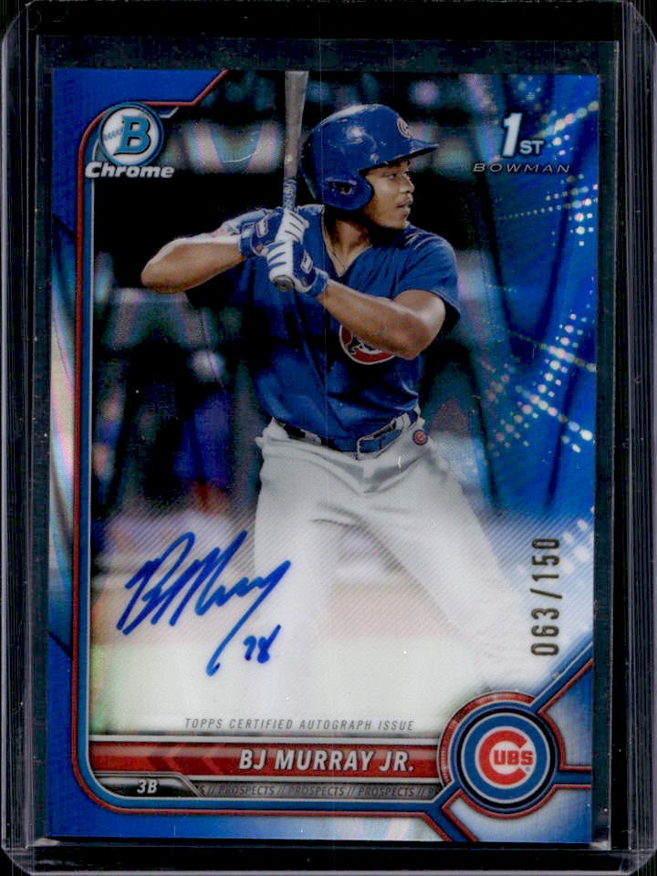 2022 Bowman Chrome BJ Murray Jr. Auto Blue RayWave Refractor 1st #63/150