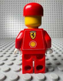 LEGO RACERS -- F1 FERRARI ENGINEER MINIFIGURE WITH SHELL TORSO STICKERS 8144