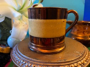 GORGEOUS 1800s ANTIQUE ENGLISH COPPER LUSTERWARE CUP No Chips-absoulutey LOVELY!