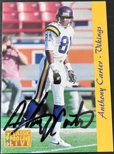 1993 Classic Pro Line Live #158 Anthony Carter Minn. Vikings Autographed Card