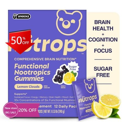Nütrops By Grüns Sugar-Free Functional Nootropics for Health  - 240g/12 Servings