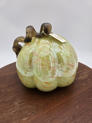 Hand Blown Confetti Glass Pumpkin By Diamond Star 7.5'' Fall Thanksgiving Decor