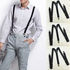 Heavy Duty Men Fashion Braces Black Suspender Elastic Washable Belt 1PCS