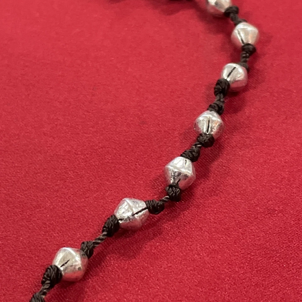 Lucky Brand Round Silver Toned & Blue Pendant Black Rope 28” Necklace NWT - Image 2 of 4