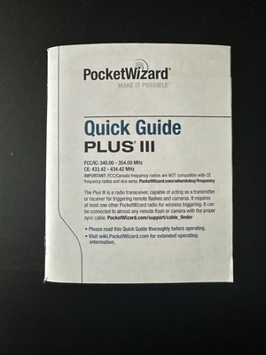 Pocketwizard Plus III Quick Guide Manual