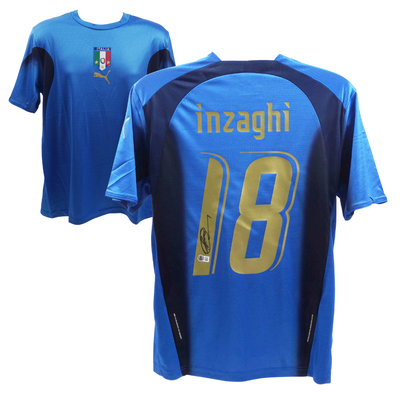 Filippo Inzaghi Signed Italy FC Home Soccer Jersey #18 with