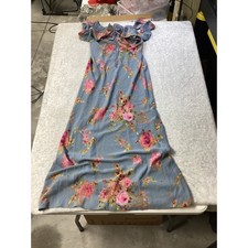 Wild Fable Slate Blue Floral Ruffle Off Shoulder Maxi Dress Large NWT