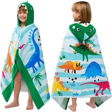 Hooded Towels for Kids 50 x 30 in Colorful Dinosaur for Bath