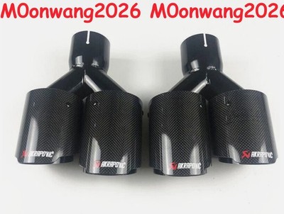 Pair ID:2.5'' (63mm) OD:3.5'' (89mm) Akrapovic Carbon Fiber Exhaust Tip Dual Pipe