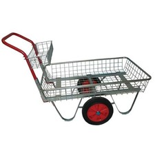 Heavy Duty Garden Trolley 80kg Dual Tray Galvanised Steel Cart Puncture Proof