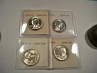 LOT OF 4 BU WASHINGTON QUARTERS 1953-S 1954 1954-S 1964 0.7233 oz SILVER 25c