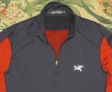 2013 ARCTERYX Orange Grey 1/4 Zip Base Layer Shirt Small