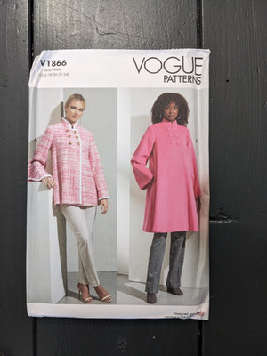 Vogue V1866 Sewing Pattern Misses Loose Fitting Lined Coat Size F5 (16-24) UNCUT