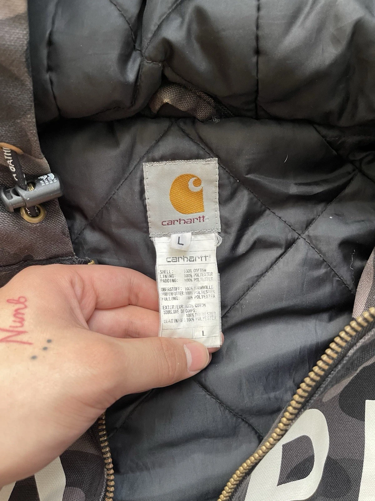 Bape x Carhartt Black & Grey Camo Jacket With Hood image 5